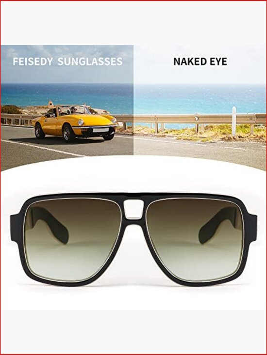 Retro 70s Oversized Pilot Square Frame Plastic Sunglasses UV400 Protection main image 5